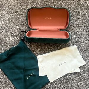 Gucci Green Eyewear Case with Dust Bag